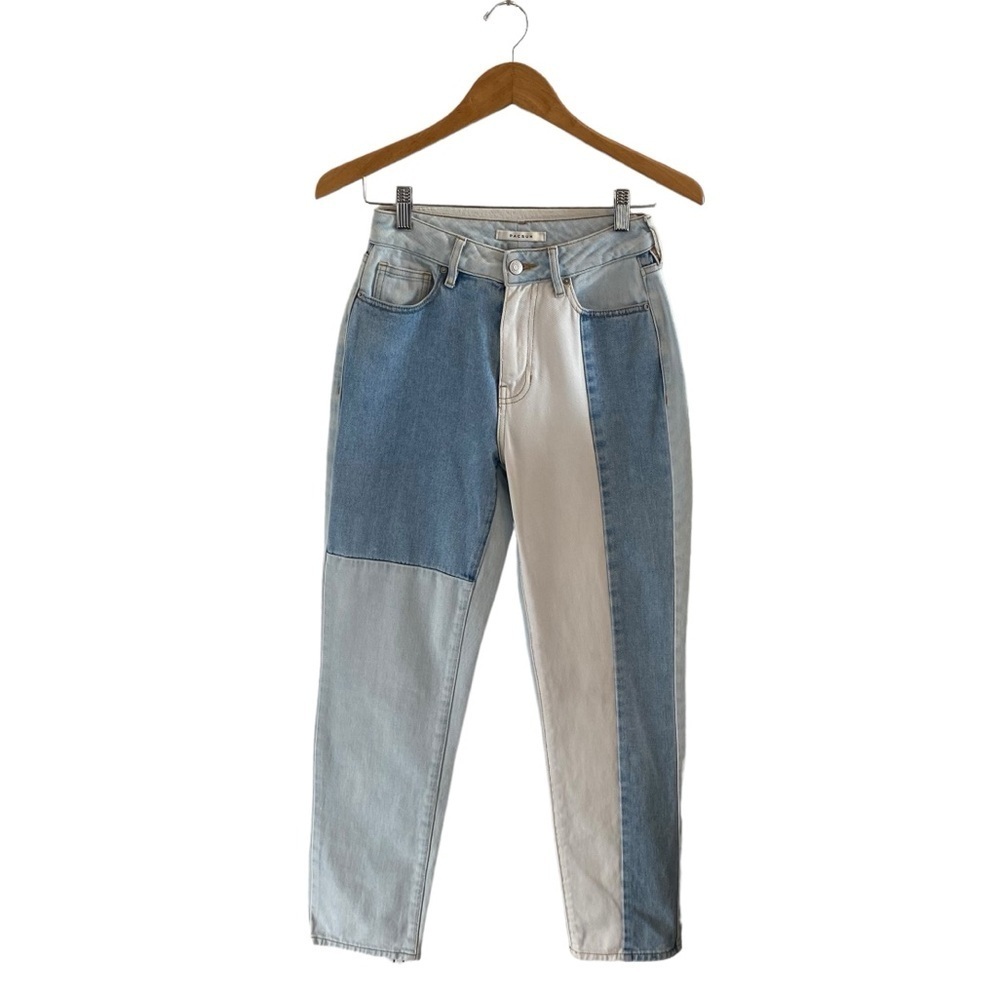 Pacsun Eco Hopper Patch Mom Jean Two Tone Blue Wash - Picture 4 of 14